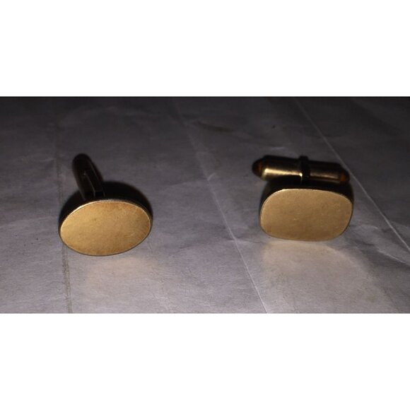 Vintage Men's Gold Tone/Bronze Oval Shaped Cuff Links - Picture 7 of 7